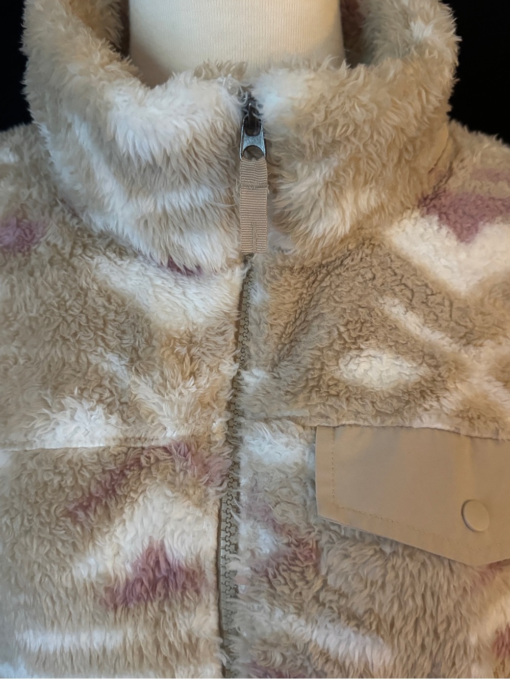 Gerry Women’s Cozy Sherpa Fleece Jacket Beige Tribal Print Full Zip Size Large - Picture 4 of 12
